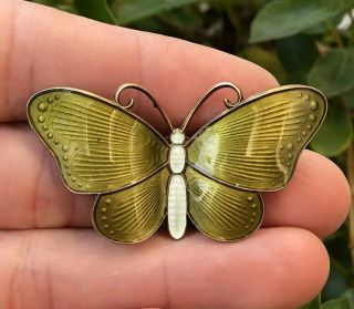 Vtg Ivar T Holth 925 Sterling Silver Enamel Guilloche Butterfly Brooch Pin