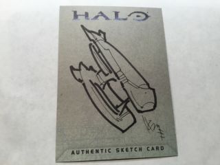 Halo Xbox Trading Card 2007 Topps Ryan Waterhouse Artist Sketch 1/1 Elite Gun