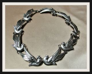 Numbered And Signed Taxco Firm Of Los Castillo Sterling Rare Dove Choker - Beautif