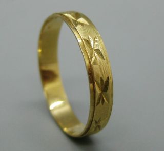 Fine Vintage 14k Yellow Gold Diamond Cut Band Ring Size 4.  5