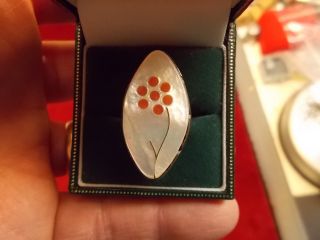 Gorgeous Old Vtg Southwestern Zuni Ladies Sterling Silver Mother Of Pearl Ring