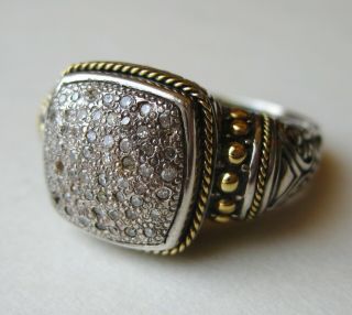 Vintage Bjc Samuel Behnam Sterling Silver 18k Yellow Gold Diamond Ring Size 9