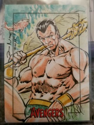 Namor 2015 Marvel The Avengers Silver Age Sketch Card By Iwan Nazif 1/1