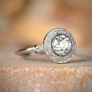 1.  15ct Vintage Antique Circa 1930 Surrounded By Old Mine Cut Cz 925 Silver Ring