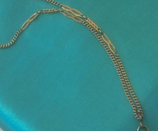 Antique Gold Rg/gf Chain Necklace C1900 With Decorative Links & O Ring