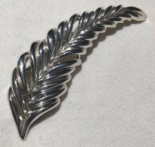 Tiffany Sterling Silver Leaf Feather Pin Brooch 2 - 3/4 " Long 1980 