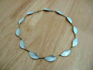 Vintage David Andersen Sterling Silver Pearl White Guilloche Enamel Necklace