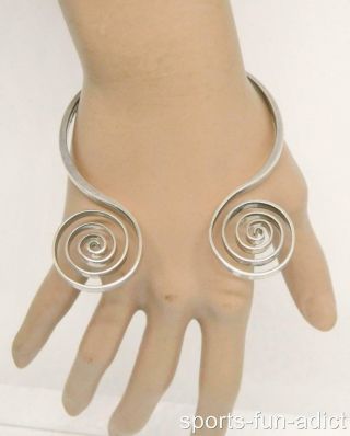 Vint.  Modernist By Ph W/hallmarks 925 Sterling Silver Spiral Swirl Cuff Bracelet