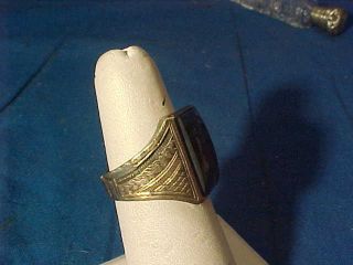 1920s ART DECO Era STERLING,  14k GOLD Mans SIGNET RING w HEMATITE Stone size 6 2