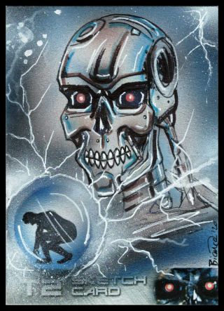 Official T2 Terminator 2 Judgment Day T800 Ap Sketch Card By Bianca Thompson