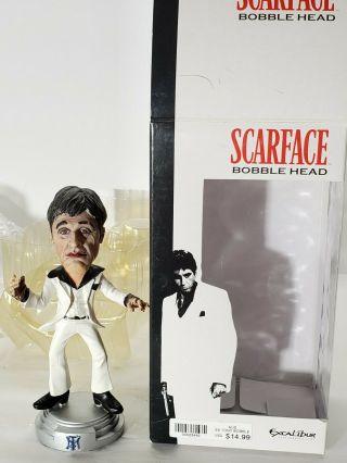 Excalibur Scarface Tony Montana Collectible Bobblehead Nib White Suit Rare