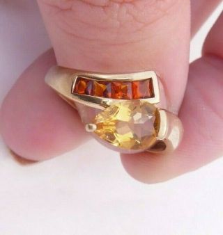 9ct Gold Pear Drop Citrine Ring,  9k 375