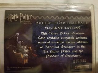 Harry Potter Prisoner Of Azkaban Emma Watson Costume Card Hermione Granger 2