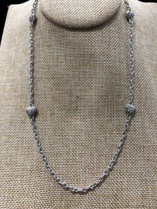 Judith Ripka Sterling Silver 34” Long Necklace W/ Cz Starions
