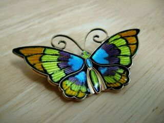 Butterfly Pin / Brooch - Guilloche Enamel - Sterling Silver - David Andersen