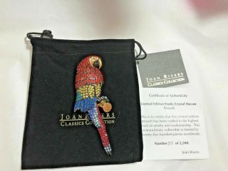 Joan Rivers Ltd.  Ed.  Numbered Macaw Parrot Pin Brooch Nib
