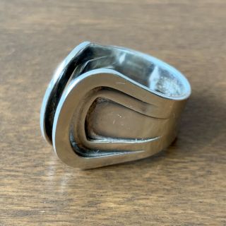 AGE Anna Greta Eker Signed Norway Sterling Silver Modernist Ring.  925 Size 6 3