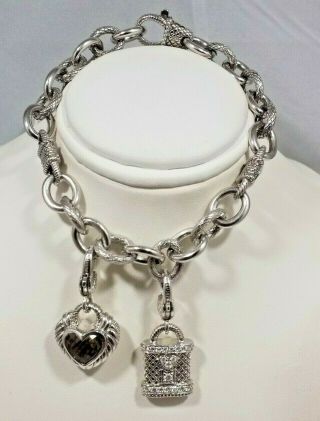 Judith Ripka.  925 " Key To My Heart Bracelet " (missing Key Charm) 7 3/4 "