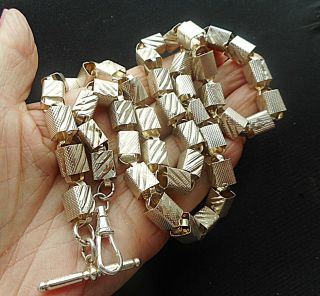 Huge Victorian Sterling Silver Square Links Chain.