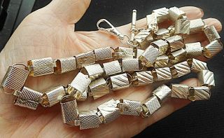 HUGE Victorian Sterling Silver Square Links Chain. 2