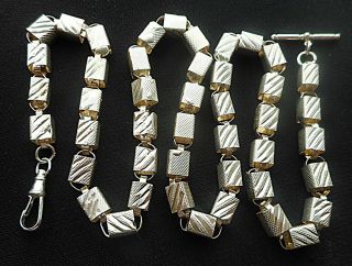 HUGE Victorian Sterling Silver Square Links Chain. 3