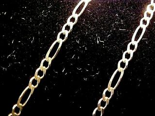 1970s Retro 10k Solid Yellow Gold Figaro Loose Link Chain 20 " 2.  9 Grams