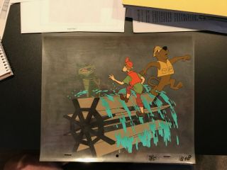 Scooby - Doo Animation Cel.  6 Cels.  Scooby And Shaggy On A Waterwheel W/ Monster