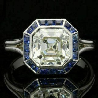 2.  50 Ct Asscher Cut Vvs1 Diamond Engagement Art Deco Ring 14k White Gold Finish