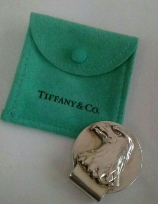 Vintage Sterling Silver Tiffany & Co.  Eagle Money Clip Rare No Monograms Pouch