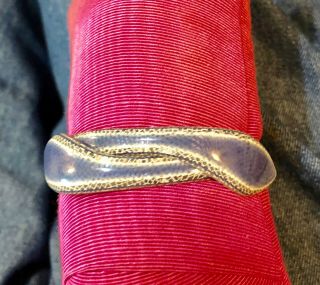 Lea Stein Paris Marbled Blue Snake Serpent Wrap Bangle Bracelet Celluloid