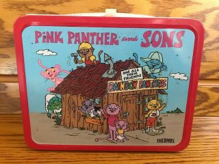Vintage 1984 Pink Panther And Sons Metal Lunch Box