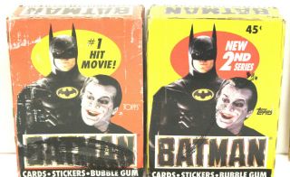 Vintage Two 36 Count 1989 Topps Batman Trading Cards 1&2 Series Box Nib
