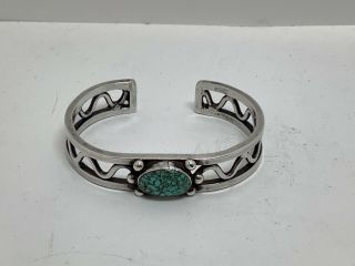 Navajo Sterling Silver & Spider Web Turquoise Cuff Bracelet