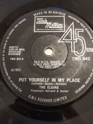 The Elgins " Put Yourself In My Place " Uk Tmg 642 Tamla Motown 45