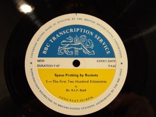 Space Probing By Rockets / Dr.  R L F Boyd Bbc Transcription Disc 10 " 2 Lp