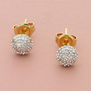 Zales 14k Yellow Gold Diamond Dome Stud Earrings (1.  2g)