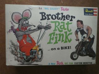 Ed " Big Daddy Roths " Brother Rat Fink On A Bike,  Model Kit