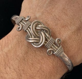 Vintage Tribal Style Sterling Silver Infinity Knot Hallmarked Cuff Bracelet