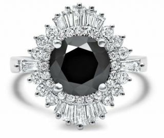 2.  85 Ct Black Diamond Halo Round Cut Vintage Engagement Ring 925 Sterling Silver