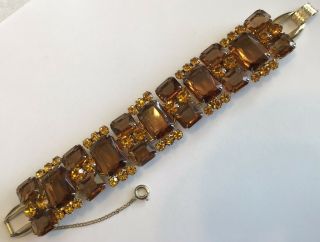 Vintage Juliana D & E 5 Link Shades Of Topaz Rhinestone Bracelet