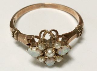 Antique Victorian 14K Rose Gold Opal & Seed Pearl Ring 2