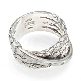 Alisa Sterling Silver Diamond 4 - Row Crossover Basket Weave Band Ring 11.  0 Grams 3