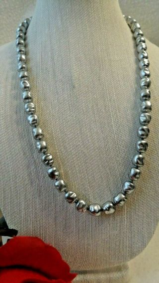 Miriam Haskell 26 " Necklace With Soft Gray Glass Baroque Pearls Lovely