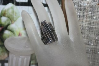 HUGE Brutalist Vintage Men ' s Sterling Silver Sculptural Ring 8 1/4 Signed UTC 2