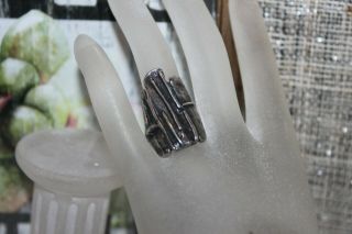 HUGE Brutalist Vintage Men ' s Sterling Silver Sculptural Ring 8 1/4 Signed UTC 3