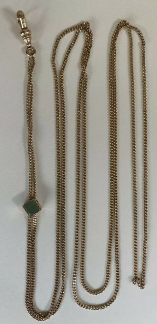 Victorian Gold Filled Chain & 10k Slide Pocket Watch Chain Necklace 50” Long
