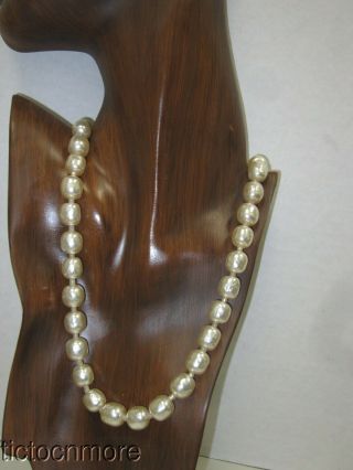 Vintage Signed Miriam Haskell Large Baroque Pearl Strand Necklace