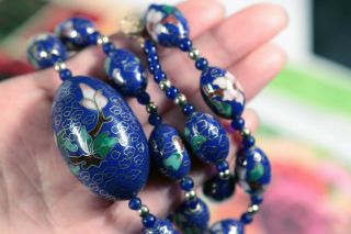 Huge Focal Bead Vintage Chinese Export Cloisonne Necklace Gift For Her
