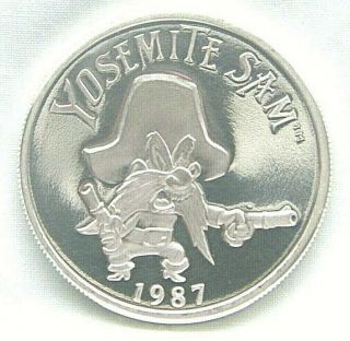 Yosemite Sam W/ Six Shooters, .  999 Silver Coin W/ Certificate Of Authenticity