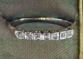 Vintage Palladium Art Deco Antique Diamond Engagement Wedding Band Ring E